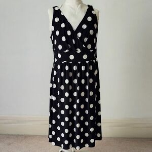 Polka Dot Sleeveless Dress - Black and White